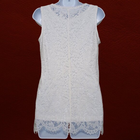 Isaac Mizrahi Live! White Floral Lace Loft Petite Sleeveless Tank Top Blouse S/M - Picture 6 of 12